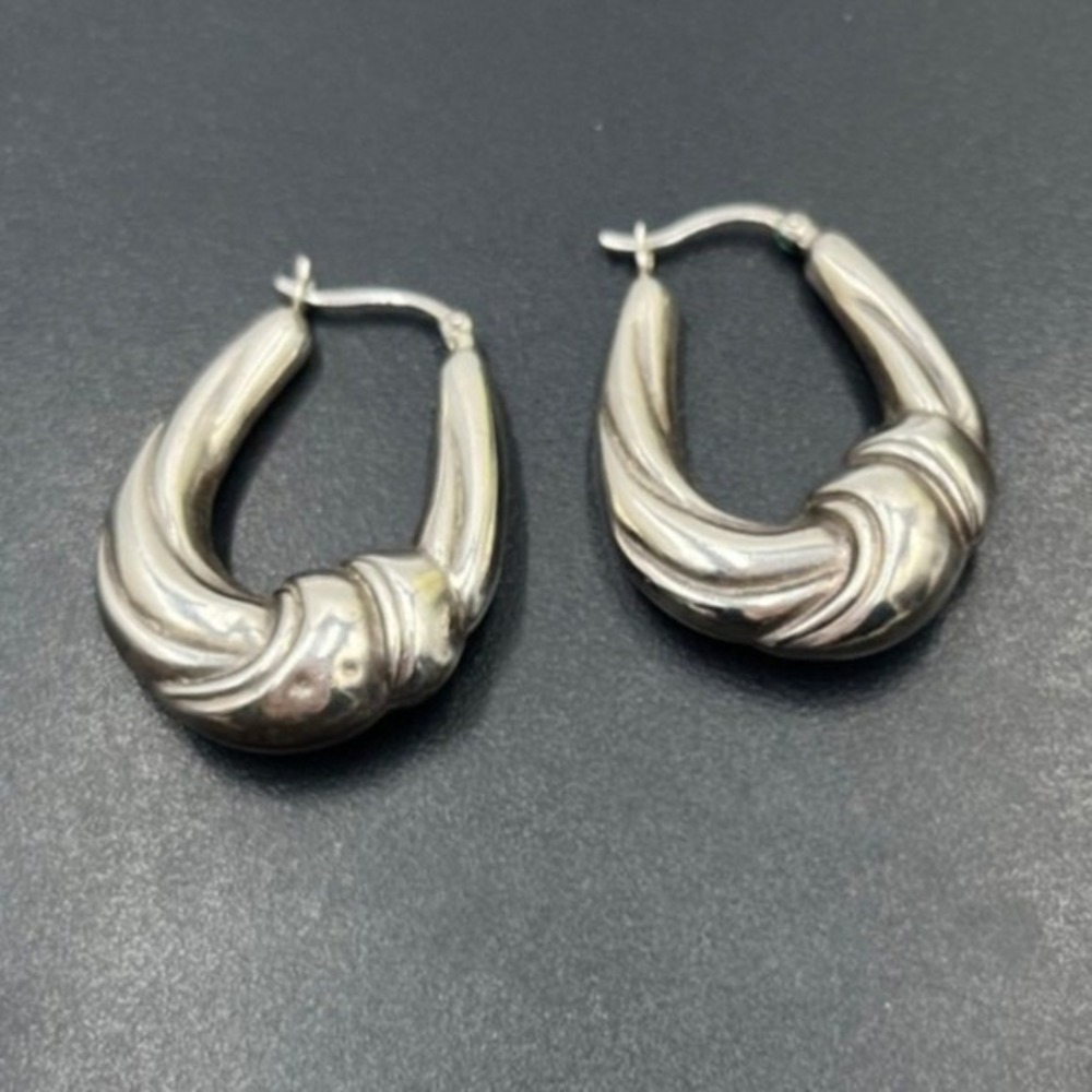 A925 Vintage Sterling Silver Knot Drop Dangle Lightweight Earrings 1.25in